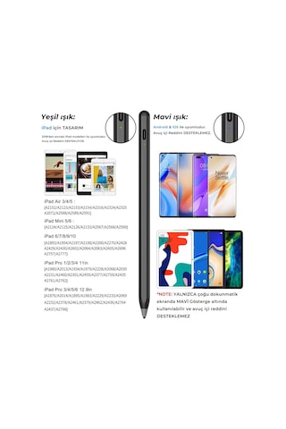 Bix Sp02w Universal Android Ve iPad Tablet Uyumlu Dokunmatik Bluetooth Stylus Yazı Ve Çizim Kalemi Siyah