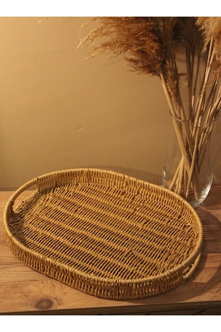 Hasır Rattan Oval Tepsi Geniş Boy Diğer