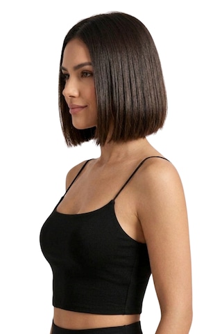 Mrm Pro Kadın Beyaz İp Askılı Crop Atlet Esnek Fit Nakışlı Crop Top Büstiyer Ön Kısım Çift siyah