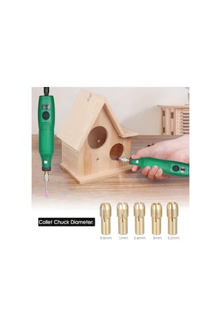 Geeroyoo 12v Mini El Taşlama Seti, 24 Parça Aksesuarlı, 5000-15000 Rpm Hız Ayarlı, Yeşil, Eu Fişli