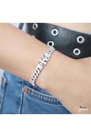 925 Ayar Gümüş K Harfi Gurmet Bileklik