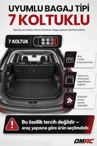 Mitsubishi Pajero 7 Koltuklu 2007+ Uyumlu Araca Özel Kauçuk Tpe Bagaj Havuzu Siyah