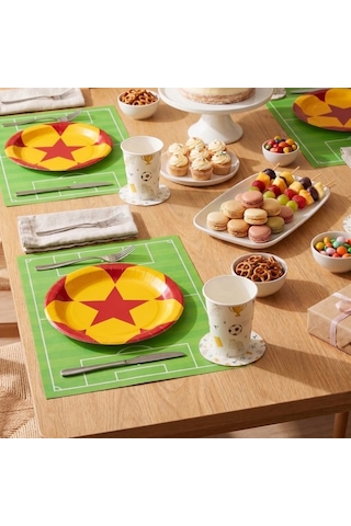 Play Sarı Kırmızı Kağıt Tabak 26 Cm 12'li Paket Beyaz