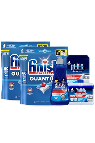 Finish Quantum 120 Tablet Bulaşık Makinesi Deterjanı (60 x 2) + Temizlik ve Bakım Seti