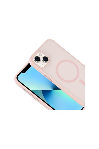 Ardemix Apple iPhone Uyumlu 14 Kılıf M-safe Şarj Özellikli Zore Babet Kapak - Pembe