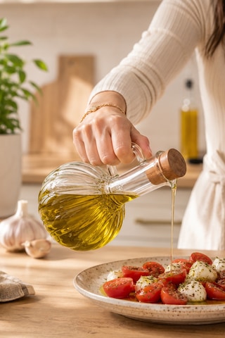 Porsima Lm-0010 Breze 2li Mantar Kapaklı Borosilikat Cam Yağlık Sirkelik Yağdanlık Seti 300ml+300ml