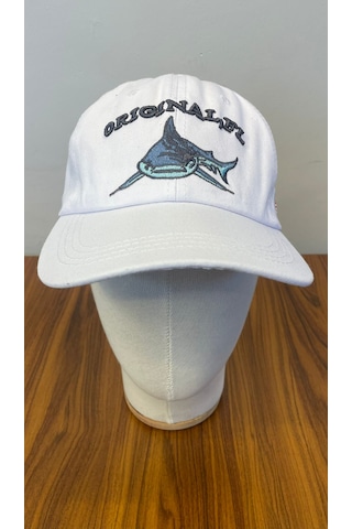 Shark Nakışlı Vintage Eskitme Pamuklu Beyzbol Cap Şapka Beyaz