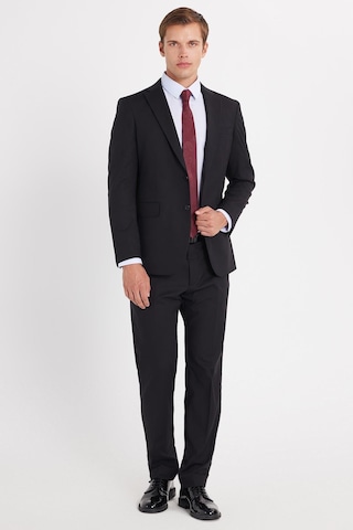 Tudors Erkek Slim Fit Mono Yaka Likralı Esnek Kumaş Siyah Takım Elbise-33904 Siyah