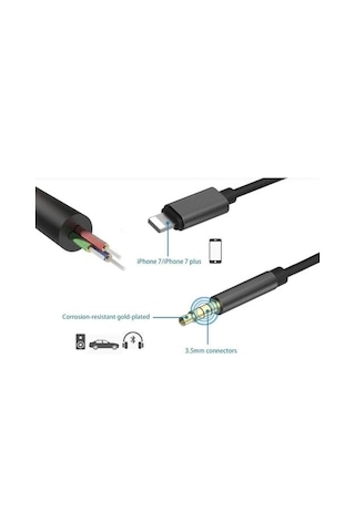 Concord Apple iPhone Uyumlu Lightning Aux Çevirici Aparat Jh-023 Altın Uçlu 1M Siyah