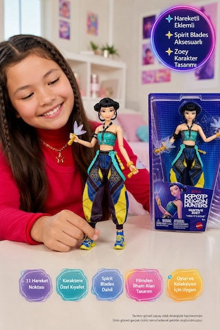 Kpop Demon Hunters Huntr/x Zoey Mattel Hareketli Bebek Spirit Blades Aksesuarlı 30 Cm