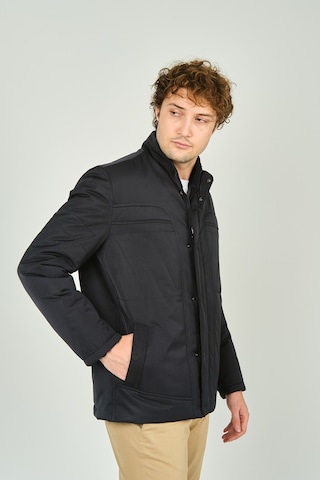 Lucas Erkek Hakim Yaka Desenli Fermuar Ve Çıtçıt Kapamalı Kaban 4782 Lacivert Lacivert