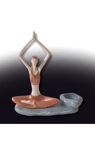 Yogacı Kız Polyester Çubuk Tütsülük Ve Tealight Mumluk Bakır 0