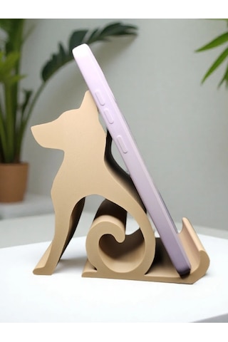 Riti Design - Canis - Minimalist Köpek Tasarım Masaüstü Telefon Tutucu - Bej Beyaz