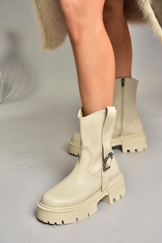 Fox Shoes T267096409 Bej Kalın Tabanlı Kadın Bot Bej-suni Deri Bej