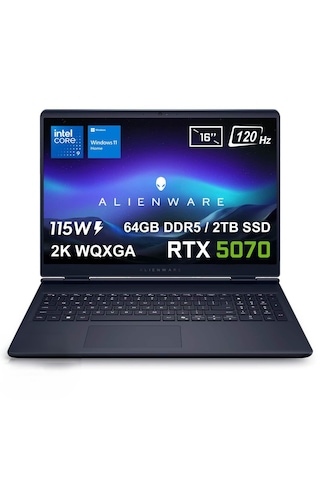 Dell Alienware 16 Aurora i9-270H AC16250-C932157WV3 RTX5070 64 GB 2 TB SSD 16" W11H Dizüstü Bilgisayar