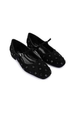 Tamer Tanca Kadın Hakiki Deri Siyah Babet Ayakkabı 735 8351 Bn Ayk Sk25-26 Syh Kdf/syh Tas Siyah