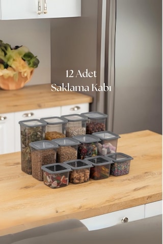 12'li 3 Boy Kavanoz Seti & Saklama Kabı & Erzak Kabı 6x650/1300/1900 Ml 40 Lı Etiket Hediyeli Diğer