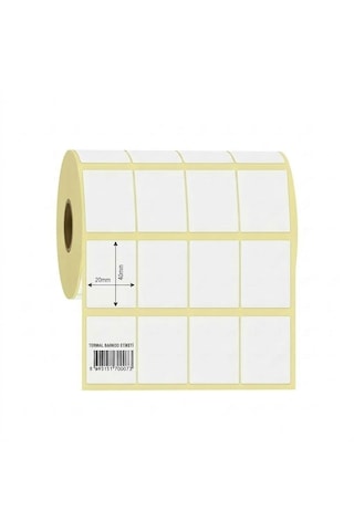 Şeylişeyler - Termal Etiket 40x20mm 4000 Sarım Yanyana 4'lü Barkod Yazıcı Uyumlu 10 Rulo