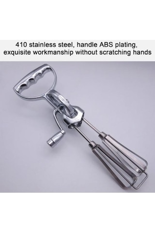 Didadodo Paslanmaz Çelik Küçük Boy Manuel Yumurta Çırpıcı Mikser Çift Kafa El Döner Çırpma Blender Ergonomik Sap Temizlemesi Kolay Mağaza Çok Yönlü Mutfak Aleti Gümüş