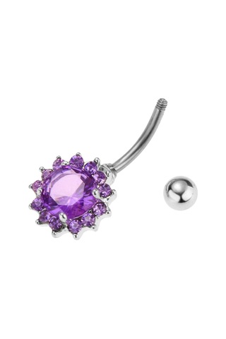 Homyl Çiçek Göbek Düğmesi Yüzük Takı Vücut Piercing Mor Mor