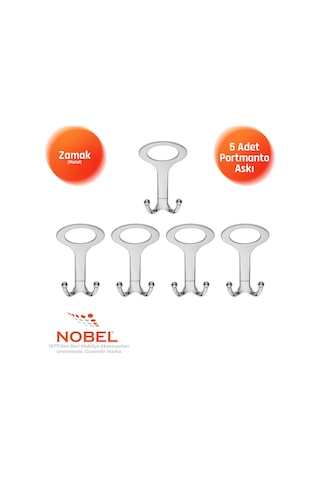 Melon Açik Portmanto Askısı, Metal Vestiyer Askısı, Krom, Duvar Ve Dolap Askılığı 5'li Set Vidalı