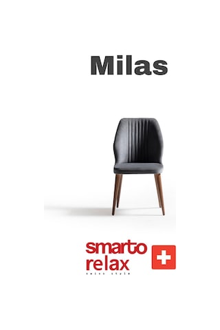 Smarto Relax Milas 2'li Yemek Masası Sandalye Seti - Ahşap Ayaklı, Gri Kumaş Gri