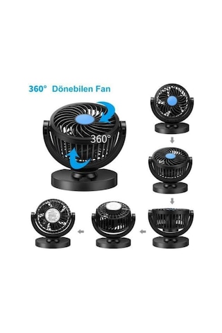 Araç İçi 360 Derece Dönebilen Soğutucu Araç Vantilatör 12v Çakmak