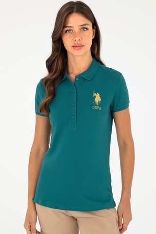 U.S. Polo Assn. Kadın Koyu Yeşil Basic Polo Yaka Tişört 50280071-VR101
