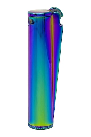 Clipper Metal Benzinli Çakmak - Icy Rainbow Özel Metal Kutulu Mavi