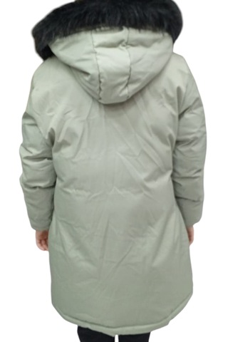 Kız Çocuk Mint Yeşili Kapüşonu Kürklü İçi Peluş Astarlı Fermuar Çıtçıt Kapamalı Midi Boy Şişme Mont Mint Yeşili