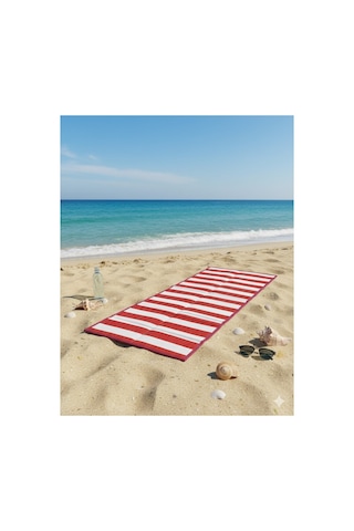 Katlanabilir Plaj Hasırı Piknik Plaj Park Bahçe Teras 70x180 Dış Mekan Halı Kilim Paspas-731 Kırmızı