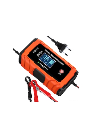 Neevoyu Turuncu 12v10a/24v5a Akıllı Akü Şarj Cihazı, Dijital Ekran, Sıcaklık Algılama, Onarım Fonksiyonu, Avrupa Şarjı, Otomobil-motosiklet Uyumlu