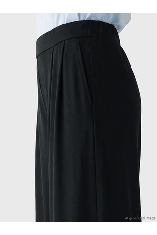 Lcwaıkıkı Basic Siyah Beli Lastikli Geniş Paça Kadın Pantolon