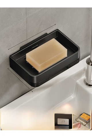 Yunboo Banyo Duvar Tipi Sabun Konteyneri, Delme Yok Kurulum, İki Katlı Sulama Özelliği, Ev Kullanıma Uygun, Detachable Temizlenebilir,伯爵 Siyah 1 Adet Diğer