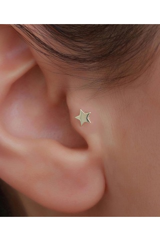 14 Ayar Altın Yıldız Tragus Piercing Sarı Altın