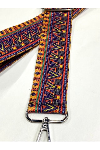 Karan Tuhafiye Otantik Desenli Çanta Sapı / Ayarlanabilir Palaska / Polyester Çanta Sapı Koyu Sarı