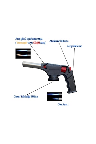 1300 Derece Pürmüz Çakmak St-818 + 3 Adet Steel Kartuş Çok Renkli