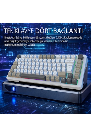 Ikg-455 Empousa Gasket Blue Swıtch Rgb Mekanık Gamıng Klavye Beyaz