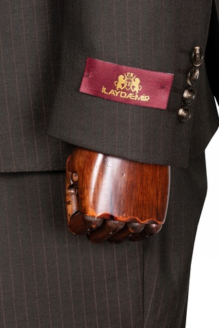 İlayda Emir Luxury, İtalyan Kesim, Slim Fit, Blazer, Çizgili, Erkek Takım Kahverengi