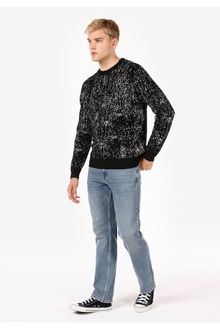 Colin's Colins Regular Fit Yuvarlak Yaka Jakarlı Erkek Siyah Kazak Cl1071047 Q1.v2 Blk Siyah
