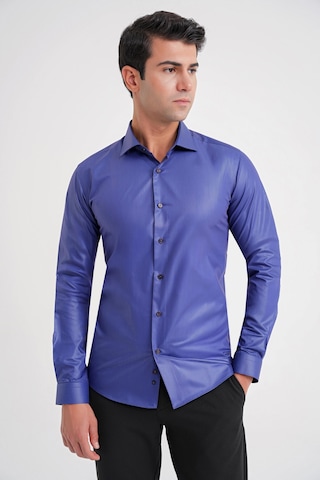 Efor Gk 157 Slim Fit Pamuk Saten Uzun Kol Klasik Lacivert Gömlek Lacivert