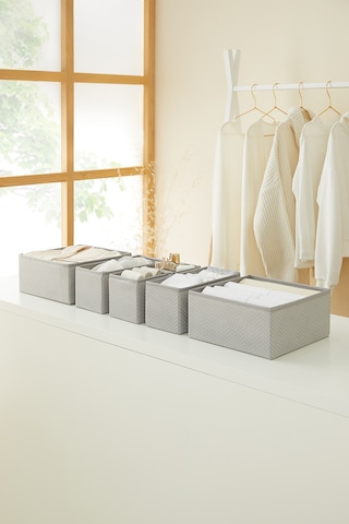 Ocean Home Textile 6'lı Gri Balıksırtı Çekmece İçi Düzenleyici Kutu 2 Adet 28 x 28 x 13 / 2 Adet 28 x 13 x 13 / 2 Adet 14 x 14 x 13 cm