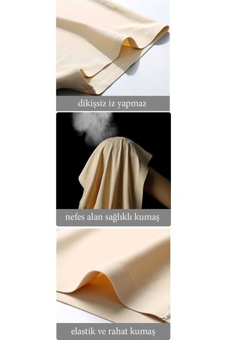 Royaleks Kadın Dikişsiz Görünmez Iz Yapmaz Mini Şort Boxer Siyah-Beyaz-Ten 3 Adet Çok Renkli