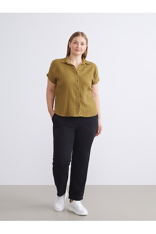 Lcw Comfort Siyah Beli Lastikli Dokulu Kadın Pantolon