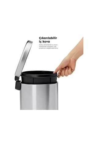 Krom Pedallı Çöp Kovası 5 Lt Gri