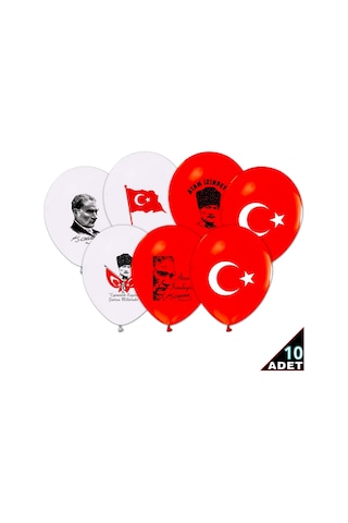 Benim Marifetlerim Atatürk ve Bayrak Baskılı Balon 12 inch 10 Adet