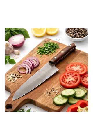 CH woodline N690 Santoku Şef Bıçağı Avusturya N690 Çelik, Ceviz Saplı, Ultra Keskin El Yapımı Mutfak Bıçağı, Et Balık Ve Sebze Kesimi İçin çok renkli -