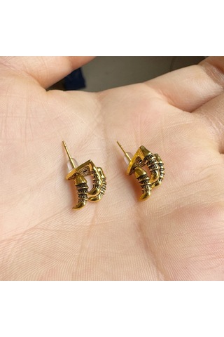 Cadılar Bayramı Dileği Retro Kafatası El Kemiği Küpeler Moda Gotik Koyu Stil Küpeler Antik Altın