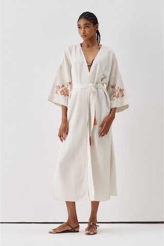Sagaza Studio Ss6186 Keten Bağlamalı Kimono Kahverengi