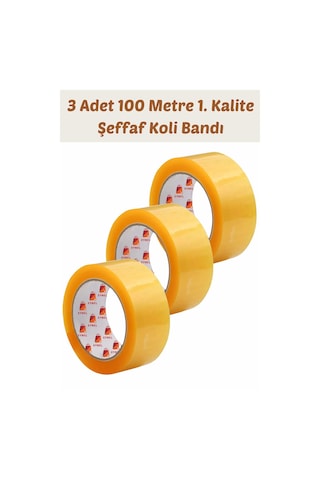 3 Adet 100 Metre Hotmelt Koli Bandı 1. Kalite Şeffaf Renkli, Güçlü Yapışkan, Kağıda Yapışır 3